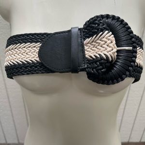 New, black and cream wide, braided belt    Wear it  SZ SM
